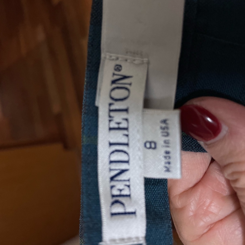 Pendleton Teal Reversible Plaid A-Line Wool Skirt. - Picture 3 of 3